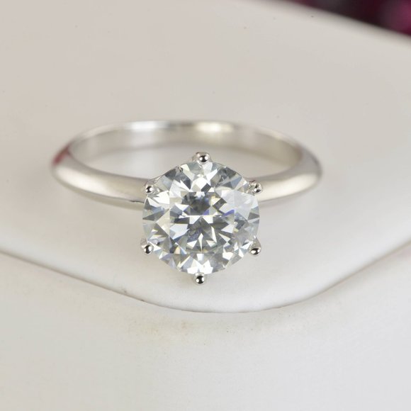 Certified 3ct Moissanite Ring Brilliant Cut Solitaire Engagement Ring - Picture 3 of 12